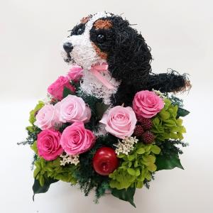 プリザーブドフラワーアレンジ犬 キャバリアトラ...の詳細画像4