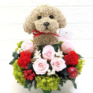 母の日ギフト 犬のプリザーブドフラワー プードル...の商品画像