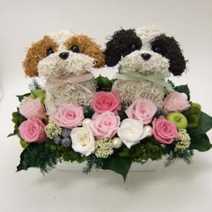 ウェルカムドール シーズー プリザーブドフラワーアレンジ 結婚祝い ウエディング ギフト プレゼント
