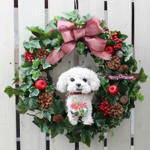 マルチーズのトピアリー クリスマスリース（アートタイプ）