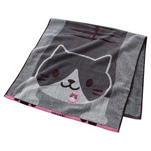 バスタオル ねこがすき 甘撚りジャガード のびねこ ねこ ネコ 猫 かわいい 動物 綿100％ ポイント利用
