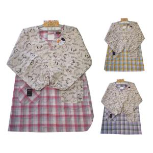エプロン キッチン エプロン 春夏モデル 可愛いネコちゃん柄割烹着 ゆったりサイズ グリーン 500-2400