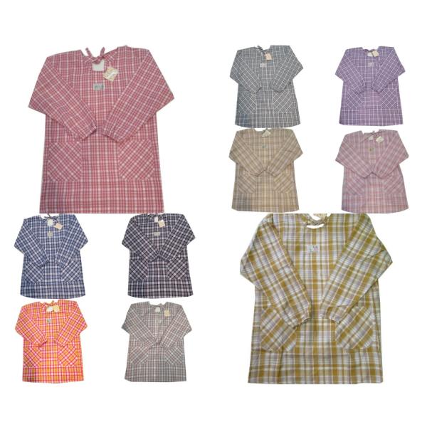 エプロン チェック柄 割烹着 M~L 兎ピンク 兎グリーン 兎パープル 猫ベージュ 猫ピンク 花と鳥...