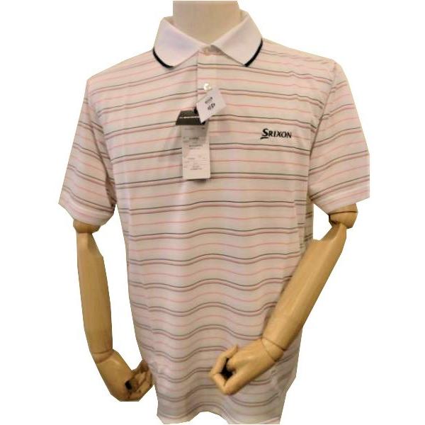 ダンロップ スリクソン SRIXON ゴルフメンズウェア 吸水速乾 半袖ボーダー柄ポロシャツ  50...