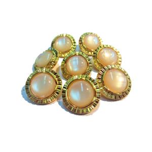 手芸 和洋裁用釦 ABSボタン イミテーションパール裏足つきボタン ゴールドxホワイト 15mm10個 18mm8個入り ca5311-to