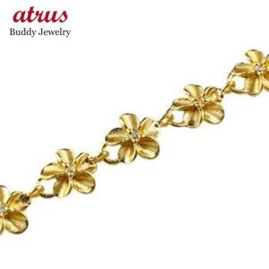 18金 アンクレット ダイヤモンド レディース ハワイアンジュエリー ゴールド 18k フラワー プルメリア 花 エタニティ イエローゴールドk18 送料無料 セール sale