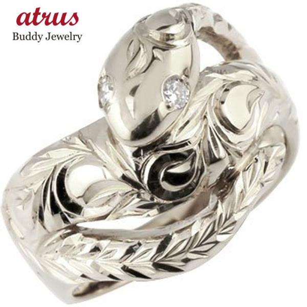 シルバー リング ハワイアンジュエリー 蛇 スネーク キュービックジルコニア 幅広 太め sv925...