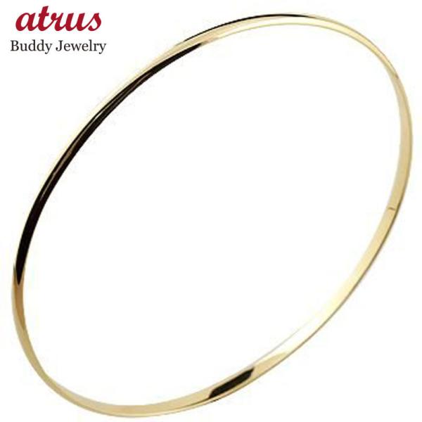 バングル ブレスレット イエローゴールドk18 地金 シンプル ストレート 18金 レディース 送料...
