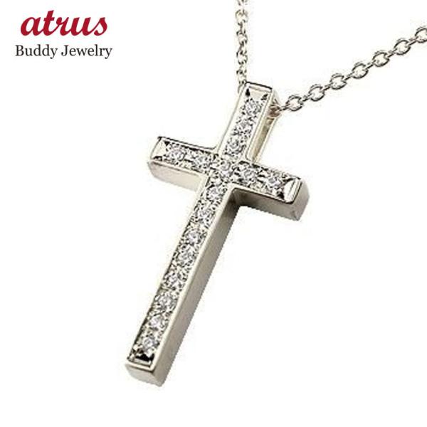 メンズ クロス ネックレス トップ キュービックジルコニア ペンダント 十字架 シルバー レディース...