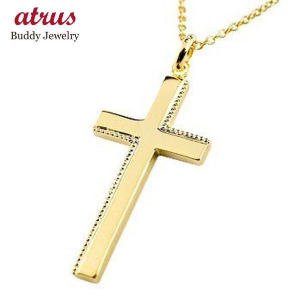 ネックレス 18金 レディース クロス イエローゴールドk18 ペンダントトップ 十字架 シンプル ...