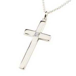 ネックレス ダイヤモンド クロス シルバー925 ペンダント 十字架 シンプル チェーン レディース...