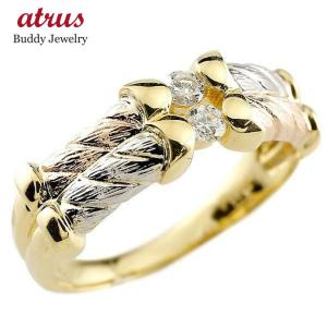 婚約指輪 ダイヤ 安い ダイヤモンド リング 3色 指輪ピンキーリング 幅広指輪 スリーカラー プラチナ ゴールド リボン アンティーク風 送料無料 セール SALE