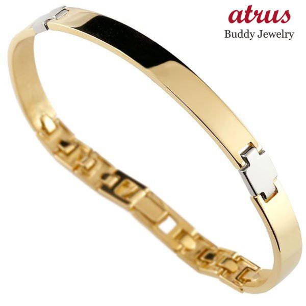 18金 プラチナ ブレスレット クロス メンズ 幅広 太め バングル pt900 ゴールド 18k ...