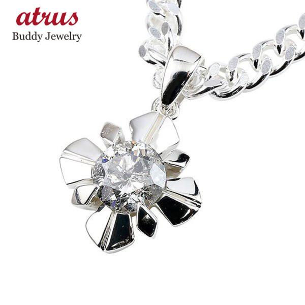 シルバー ネックレス メンズ ペンダントトップ ダイヤモンド 1.0ct 喜平 トップ キヘイ クロ...