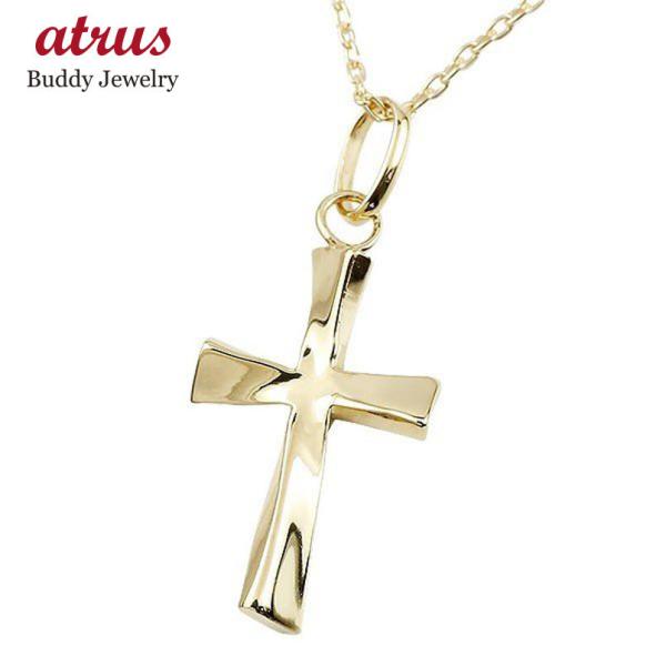 メンズ ネックレス トップ クロス イエローゴールドK10 ペンダント 十字架 シンプル 10金 男...