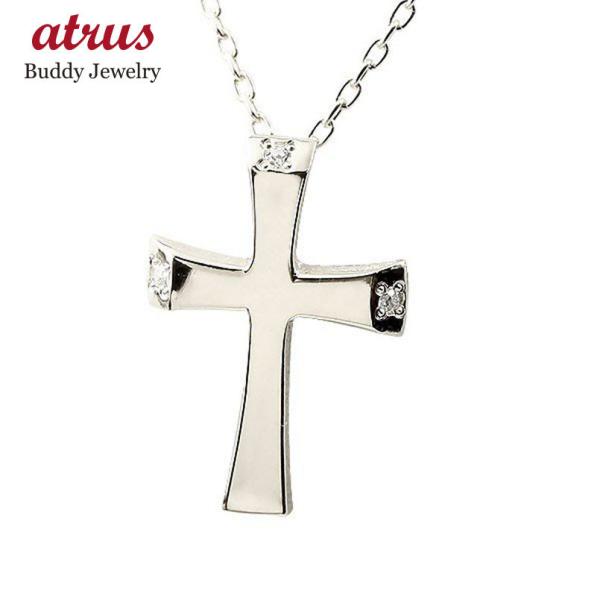 メンズ ネックレス トップ クロス ダイヤモンド シルバー ペンダント 十字架 シンプル ダイヤ s...