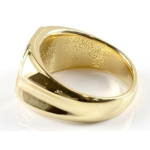 ハワイアン メンズ リング 印台 イエローゴー...の詳細画像1