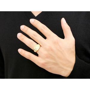 ハワイアン メンズ リング 印台 イエローゴー...の詳細画像3