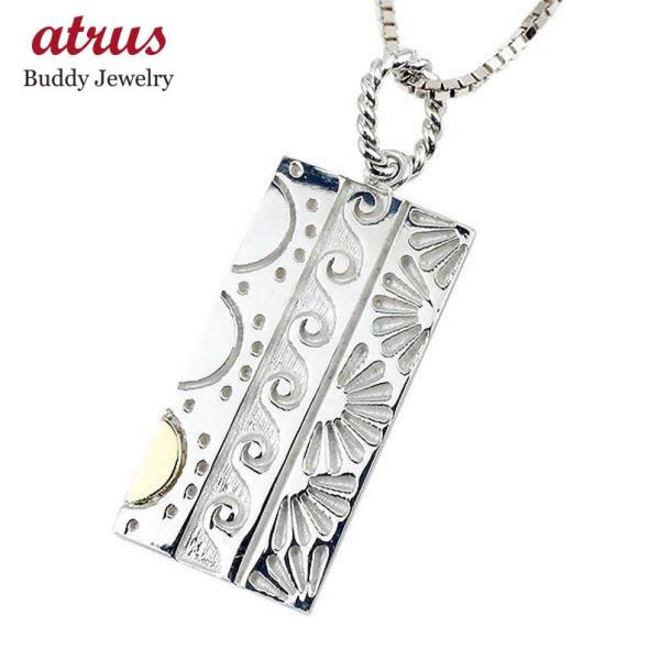 メンズネックレス トップ 20代 シルバー 18金 シンプル ネイティブアメリカン ゴールド 18k...