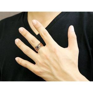 18金 リング ブラックダイヤモンド 透かし ...の詳細画像1