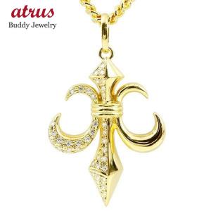 ジュエリー工房アトラス 18金 ネックレス クロス 喜平 トップ メンズ