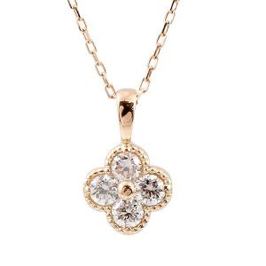 ネックレス ダイヤモンド ピンクゴールドk18 フラワー ペンダント レディース ダイヤ 18金 チェーン 人気 宝石 花 あすつく 送料無料