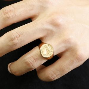18金 メンズ リング 印台 家紋 シンプル ...の詳細画像1