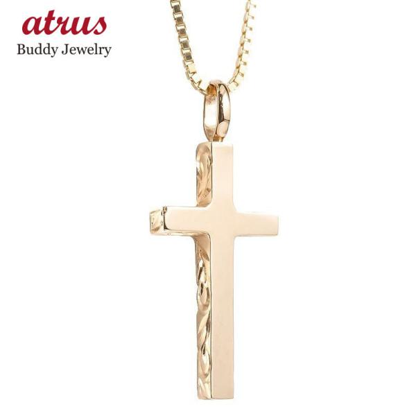 ハワイアンジュエリー ネックレス トップ メンズ ピンクゴールドk10 クロス ペンダント 10金 ...