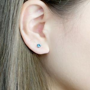 片耳ピアス レディース ブルーキュービックジル...の詳細画像3
