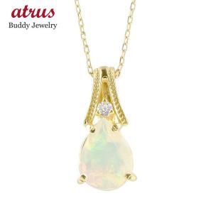 エチオピア産 オパール ネックレス 18k K18YG 18金 8x6mm ドロップ