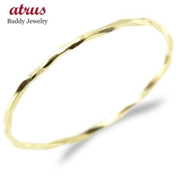 18金 ピンキーリング 華奢 細い レディース 指輪 カット ゴールド 18k イエローゴールドk1...