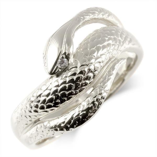 メンズ リング 蛇 シルバー ダイヤモンド 指輪 スネークリング sv925 幅広 ピンキーリング ...