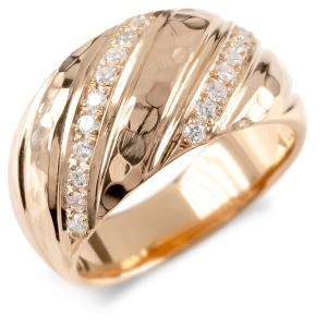 婚約指輪 ダイヤ 安い ゴールド リング ダイヤモンド 指輪 ピンクゴールドk10 エンゲージリング 幅広 槌目 槌打ち ロック仕上げ 送料無料 セール SALE｜atrus