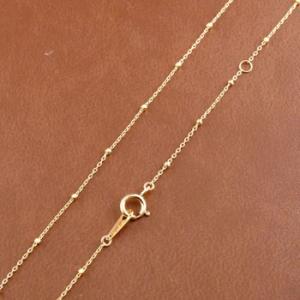 ネックレスチェーン ステーションネックレス 40cm チェーン アズキ イエローゴールドk18 0.6ミリ幅 パーツ 18k 18金 地金ネックレス