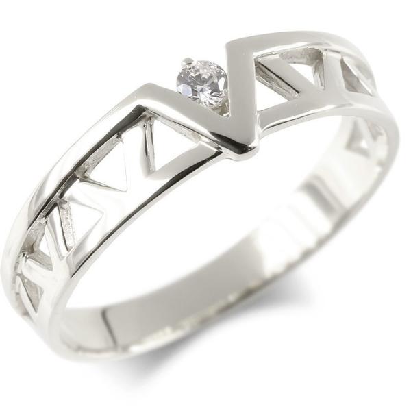 プラチナ リング メンズ ダイヤモンド 一粒 V 勝利 ダイヤ 指輪 pt900 ピンキーリング ト...