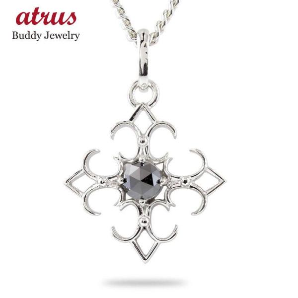 ネックレス メンズ プラチナ ペンダントトップ クロス pt900 ブラックダイヤモンド 1ct 一...