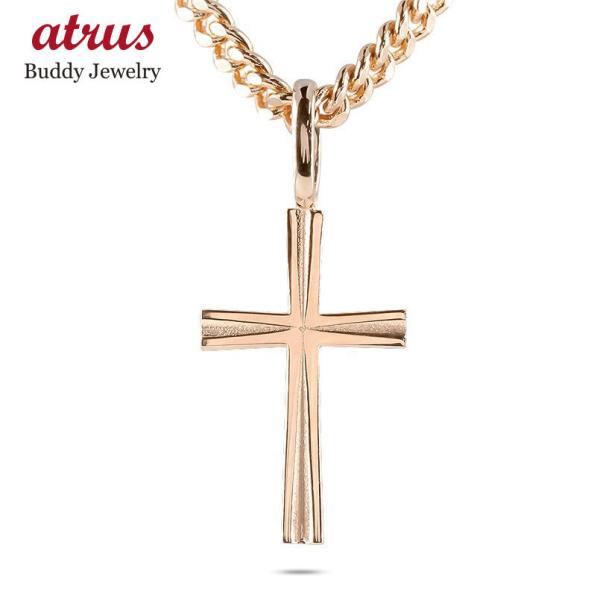 18金 ネックレス トップ メンズ 喜平 クロス ペンダント キヘイ ゴールド 18k ピンクゴール...