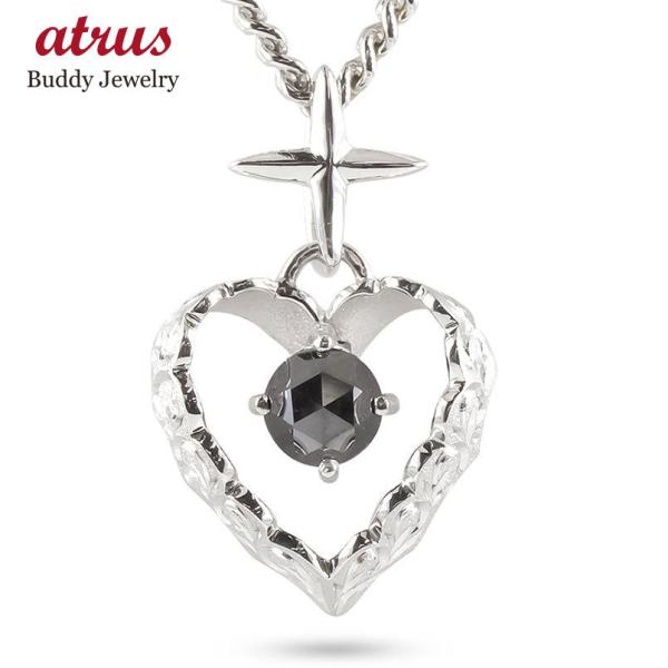 プラチナ ネックレス メンズ ペンダントトップ 喜平 トップ ブラックダイヤモンド 1ct 一粒 大...