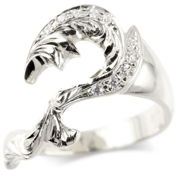 シルバー リング メンズ ハワイアンジュエリー ダイヤモンド フィッシュフック 指輪 sv925 幅...