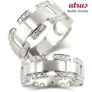 ペアリング ペア 結婚指輪 ゴールド ダイヤモンド 幅広 透かし 指輪 ホワイトゴールドk10 マリッジリングメンズ 2本セット 送料無料 セール SALE｜atrus