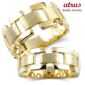ペアリング ペア 結婚指輪 ゴールド 幅広 透かし 指輪 イエローゴールドk10 マリッジリングメンズ レディース カップル 2本セット 送料無料 セール SALE｜atrus