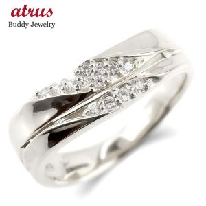 ゴールド リング ダイヤモンド 指輪 ホワイトゴールドk10 婚約指輪 ダイヤ 安い エンゲージリング ピンキーリング ウェーブ 2連 幅広 送料無料 セール SALE｜atrus