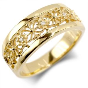 K18 透かし アンティークデザイン ダイアモンド リング 18金 18k