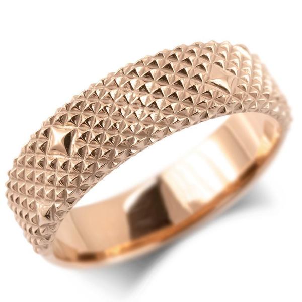 ゴールド リング メンズ 指輪 10金 ピンクゴールドk10 10k 地金 スタッズ チェッカリング...