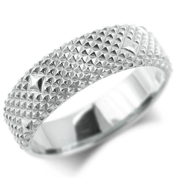 プラチナ リング メンズ 指輪 pt900 地金 スタッズ チェッカリング ピンキーリング 幅広 シ...