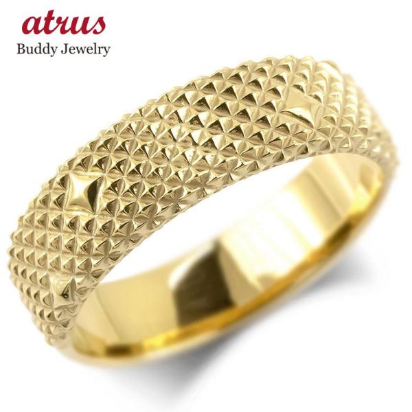 ゴールド リング メンズ 指輪 10金 イエローゴールドk10 10k 地金 スタッズ チェッカリン...