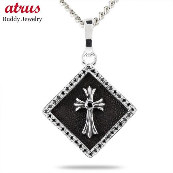 シルバー ネックレス トップ いぶし仕上げ 燻し メンズ 喜平用 ブラックキュービックジルコニア s...