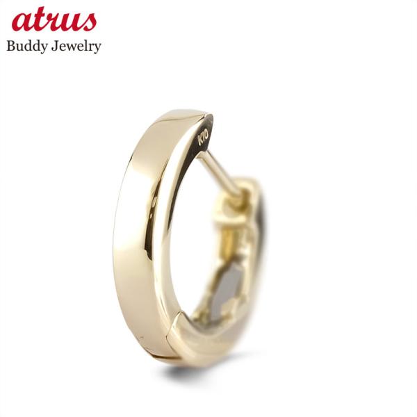 ゴールド フープピアス 片耳 リング 平角 メンズ 10金 イエローゴールドk10 10k ピアス ...