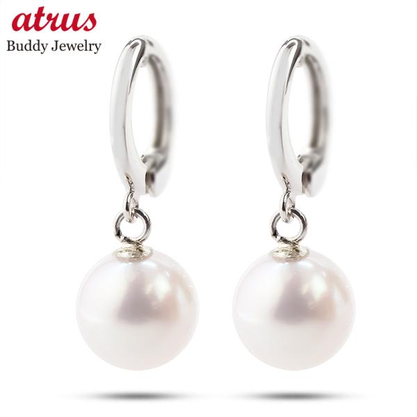 ピアリング イヤリング プラチナ パール 真珠 pt900 シンプル ゆれる 揺れる アコヤ真珠 ノ...