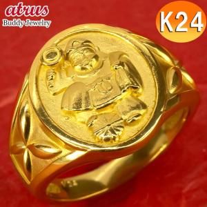 24金 リング 純金 大黒天 メンズ 太め 金 ゴールド 24k 指輪 k24 地金 ピンキーリング 幅広 七福神 男性 送料無料 セール sale